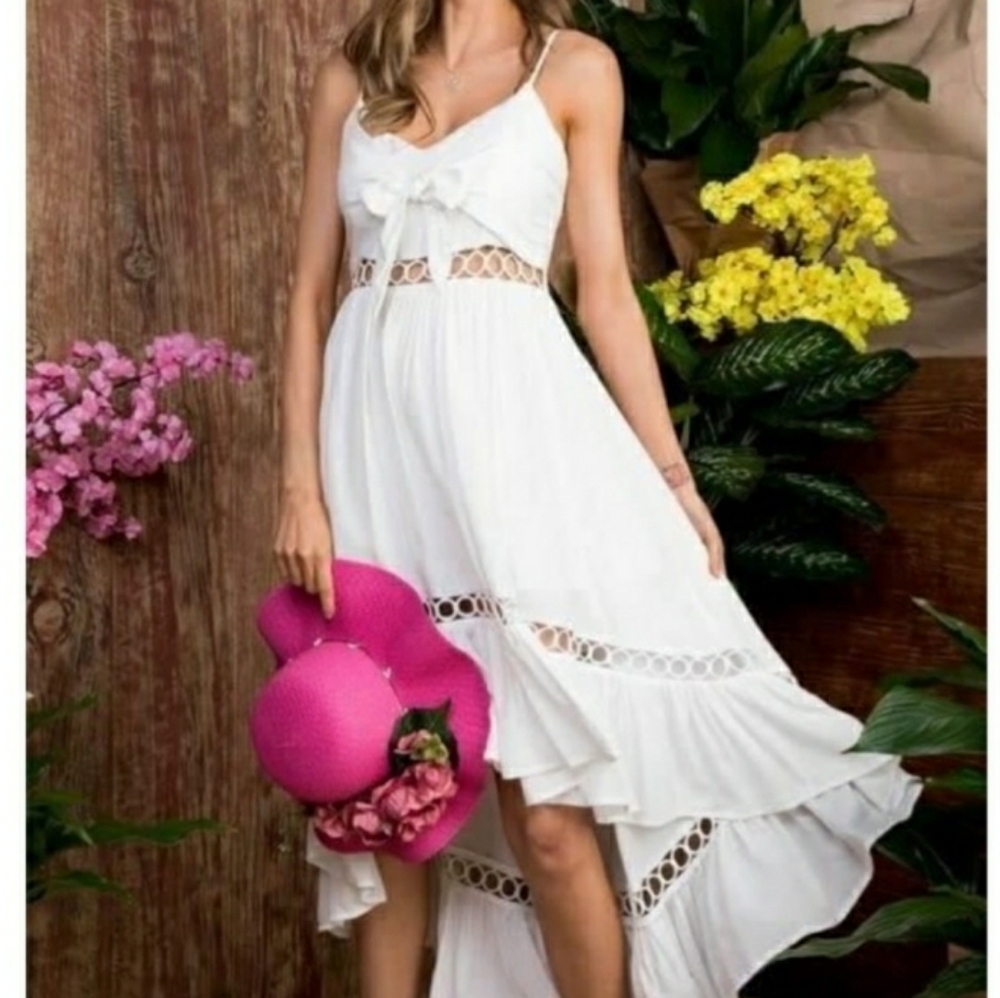 White Cutout Detail Dress - Picture 5 of 6